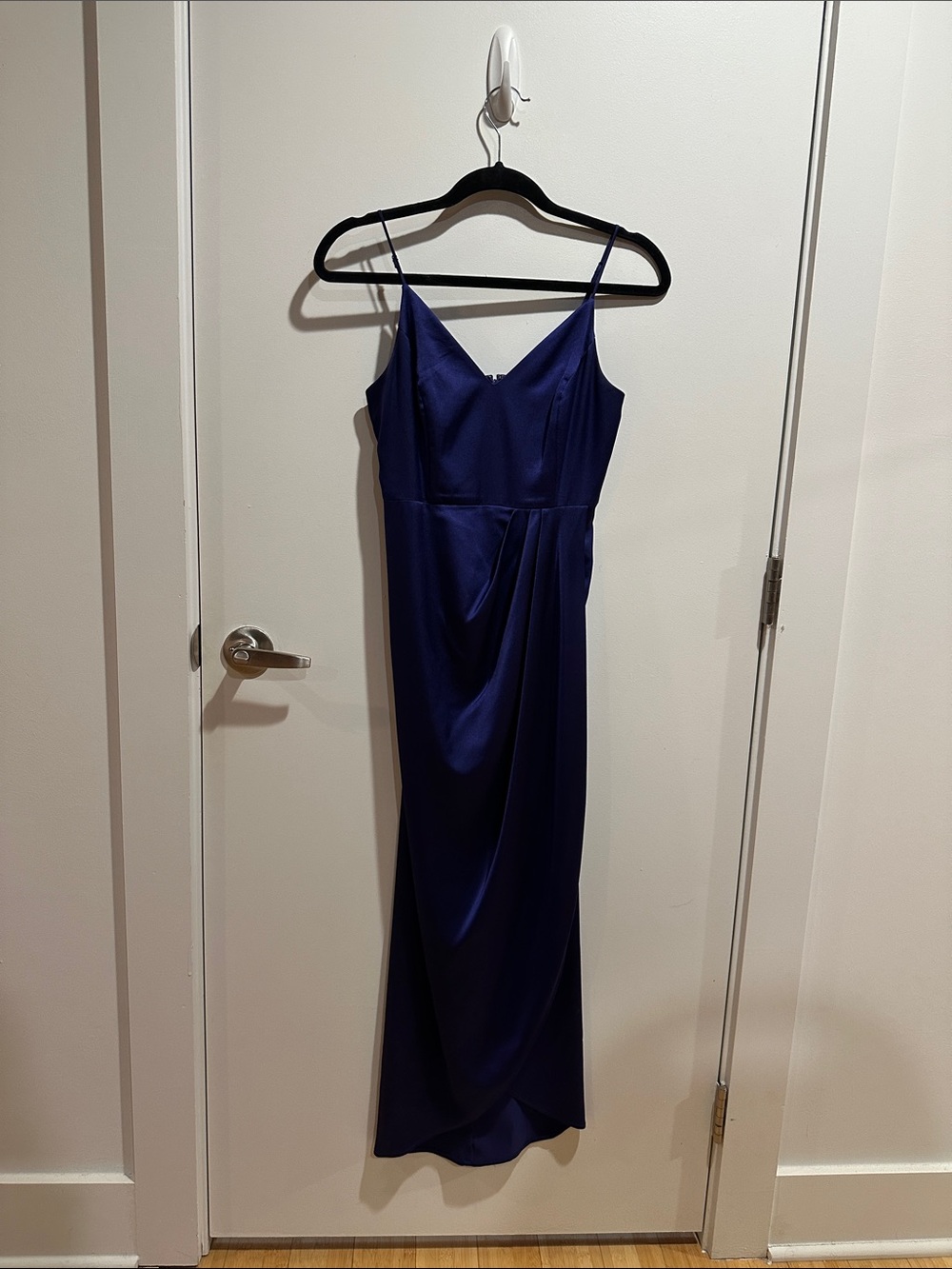 Express Wedding Guest Satin Dress with V-Neck